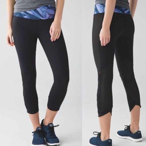 Lululemon Pants - Lululemon Var-City Crop Capri Leggings Black Pretty Prism Size 4